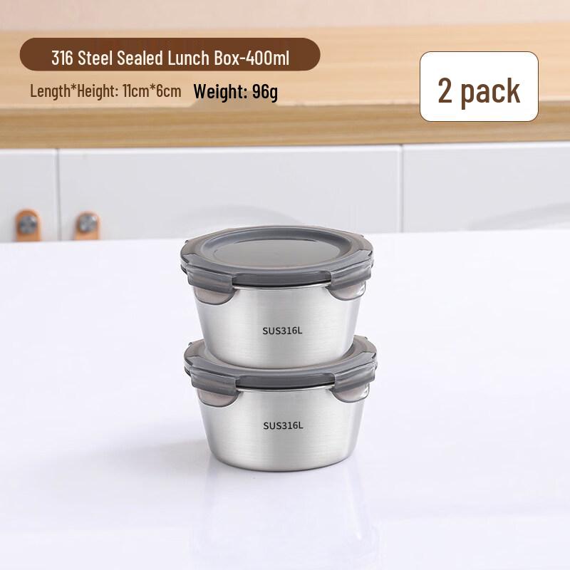 Xihe 316L Stainless Steel Sealed Portable Lunch Bowls (2-Pack)