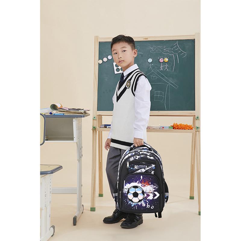 Camouflage Football Kids' Backpack: Large Capacity, Spine Protection, Multi-Compartment for Grades 1-3