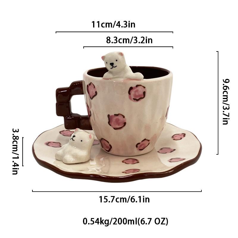 

Cute Polar Bear Print Porcelain Cup&saucer Coffee Mug Tableware Dining Table Flower Mugs Afternoon Tea Teacup Fruits Juice Cup 200ml