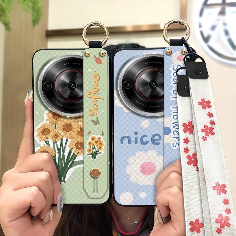 Shockproof Fashion Design Phone Case For ZTE Blade A75 5G/Nubia Focus 5G/Calf 5G Phone Holder Oil Painting Wrist Strap