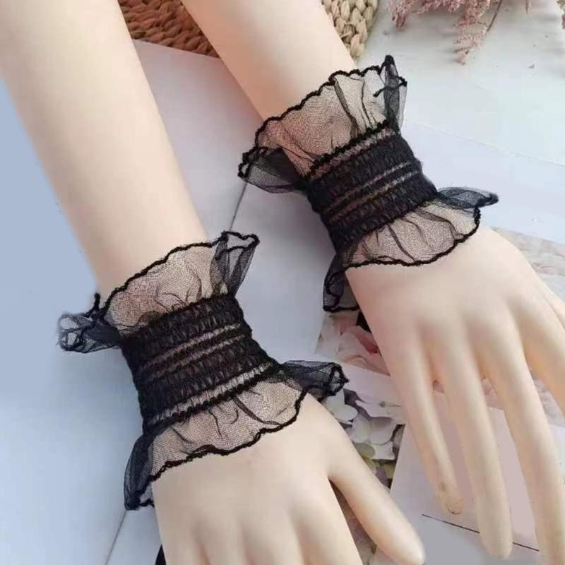 Cosplay Maid Elastic Decorative Wrist Cuffs All-match Detachable Cuffs for Girls