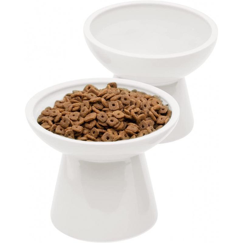 High-Leg Ceramic Cat Bowl with Neck Protection