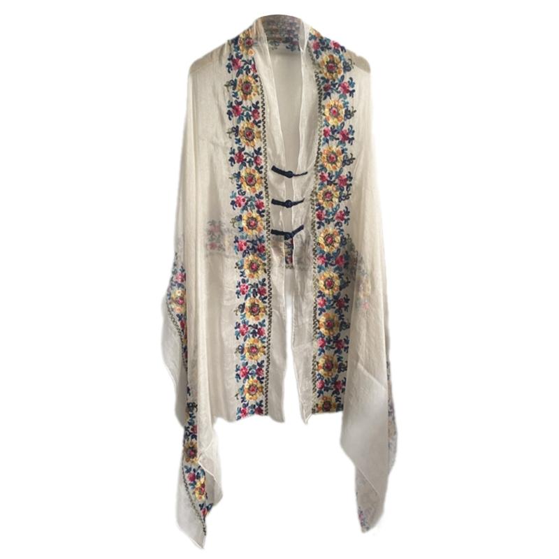 Soft Polyester Long Shawl with Intricate Ethnic Embroidery Shawl Elegant Shawl for Parties and Vacations
