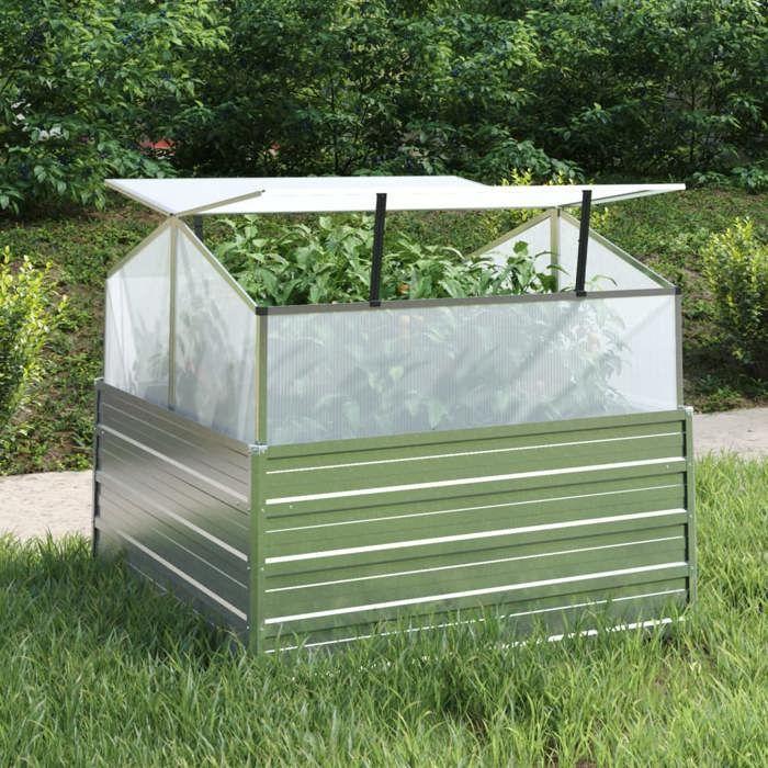 VidaXL Lit Surélevé de Jardin avec Serre Jardinière Bac à Fleurs Pot de Plantes Lit de Plantation Balcon Extérieur 316882