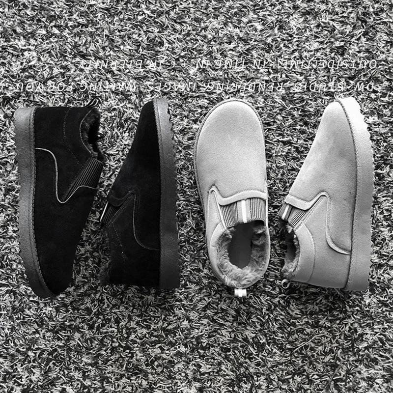 Mode Winter Herren Schlupfstiefel Schnee Knöchel Warme Stiefel für Herren Outdoor Mode Arbeit Casual Sneakers Schwarze Baumwollschuhe Botas Hombre 44
