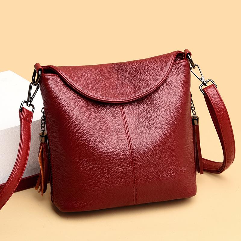 Bag women's new fashion bag simple casual large capacity PU shoulder messenger bag