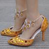 Large Size Tassel Rhinestone Wedding Shoes 9 Thin Heel Pointed Sandals Luxury Rhinestone Wedding Shoes