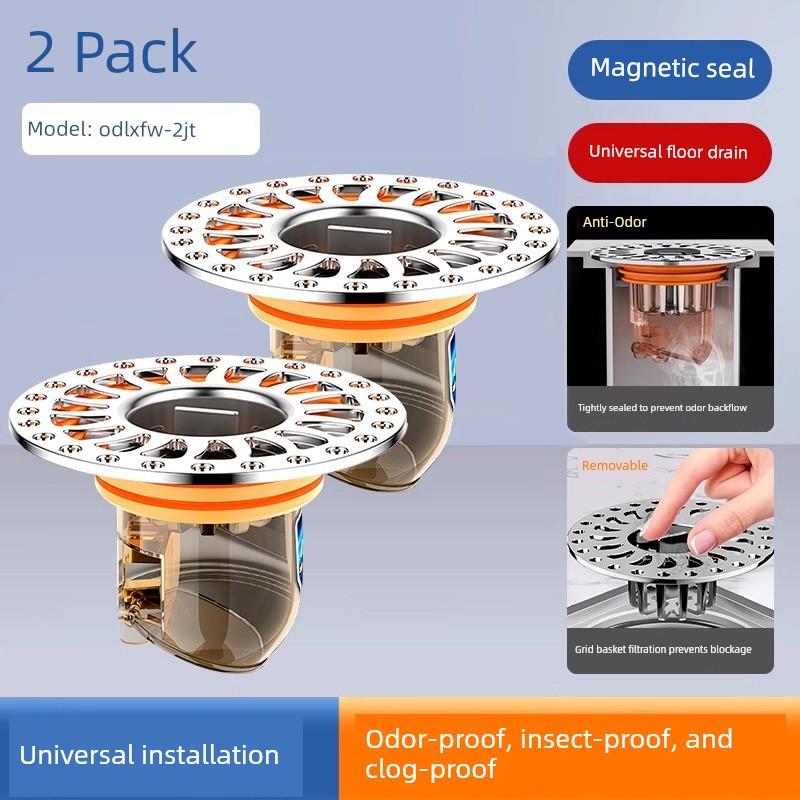 German Quality Floor Drain Deodorizer, Universal for Bathrooms, with Internal Core and Sealing Cover to Prevent Insects and Sewer Odor Return