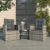 Vidaxl 3-Cz. Garten-Sitzgruppe, Kissen, PE-Rattan, Grau