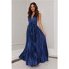 Elegant Solid Color Off-the-shoulder Waist Cinched Pleated Long Maxi Dress, Formal Party Evening Single Shoulder Dress for Women