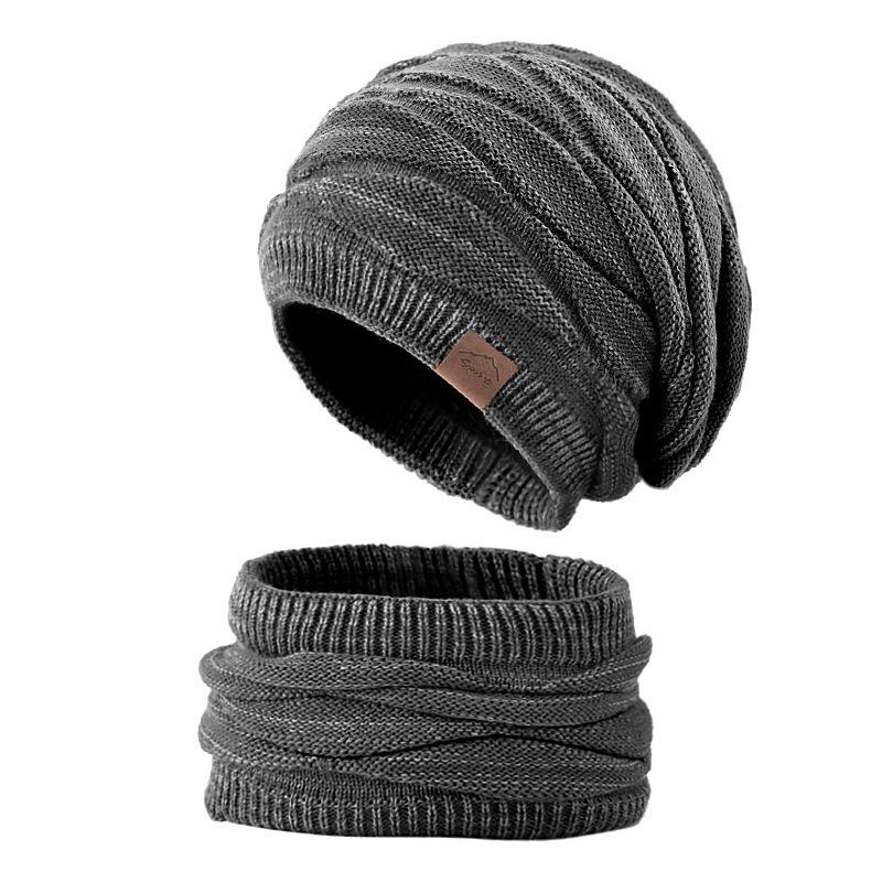 

Зимняя шапка-бини, шарф, комплект, женская теплая вязаная шапка, женская теплая толстая меховая подкладка, женская балаклава, маска, шапки-помпон для женщин One Size серый