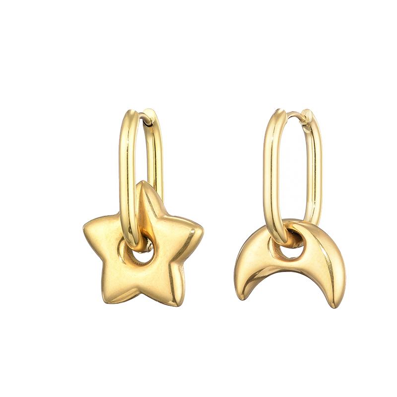 Classic Stainless Steel Heart Star Hoop Earrings For Women Punk Hip Hop Gold Silver Color Y2K Jewelry Female Earrings Oorbellen