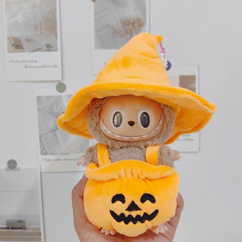 15/17cm Labubu Clothes Christmas Outfit Halloween Pumpkin Shawl Cute Plush Set for Accessories Christmas Holiday Gift In Stock