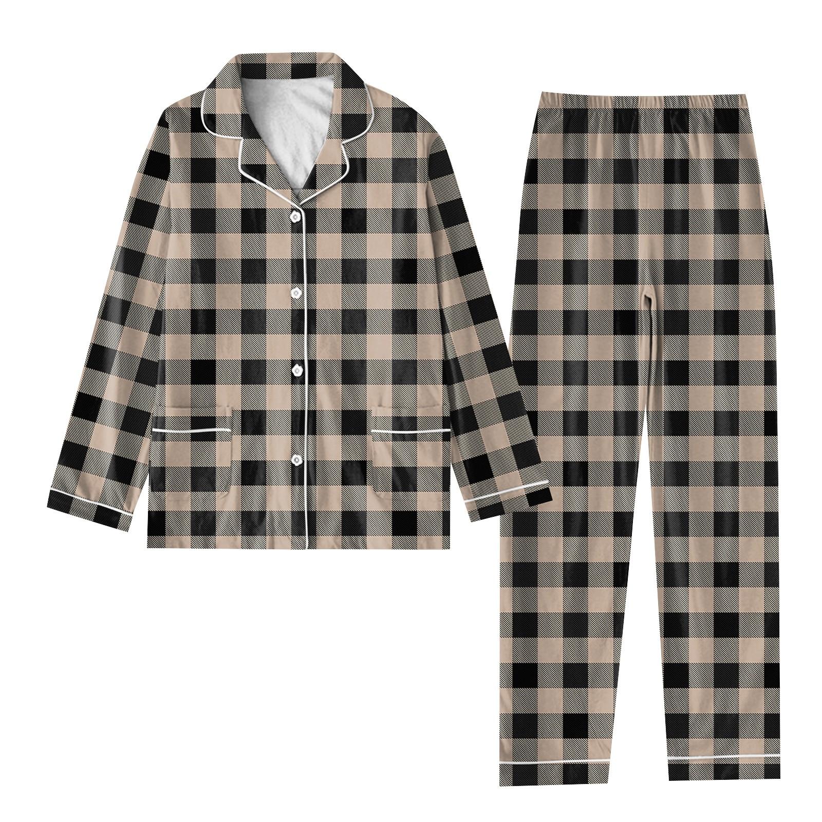 

Women s 2 Piece Printed Suit Long Sleeve Button Up Top Wide Leg Pants Suit Set Pajamas Home Casual Suit L