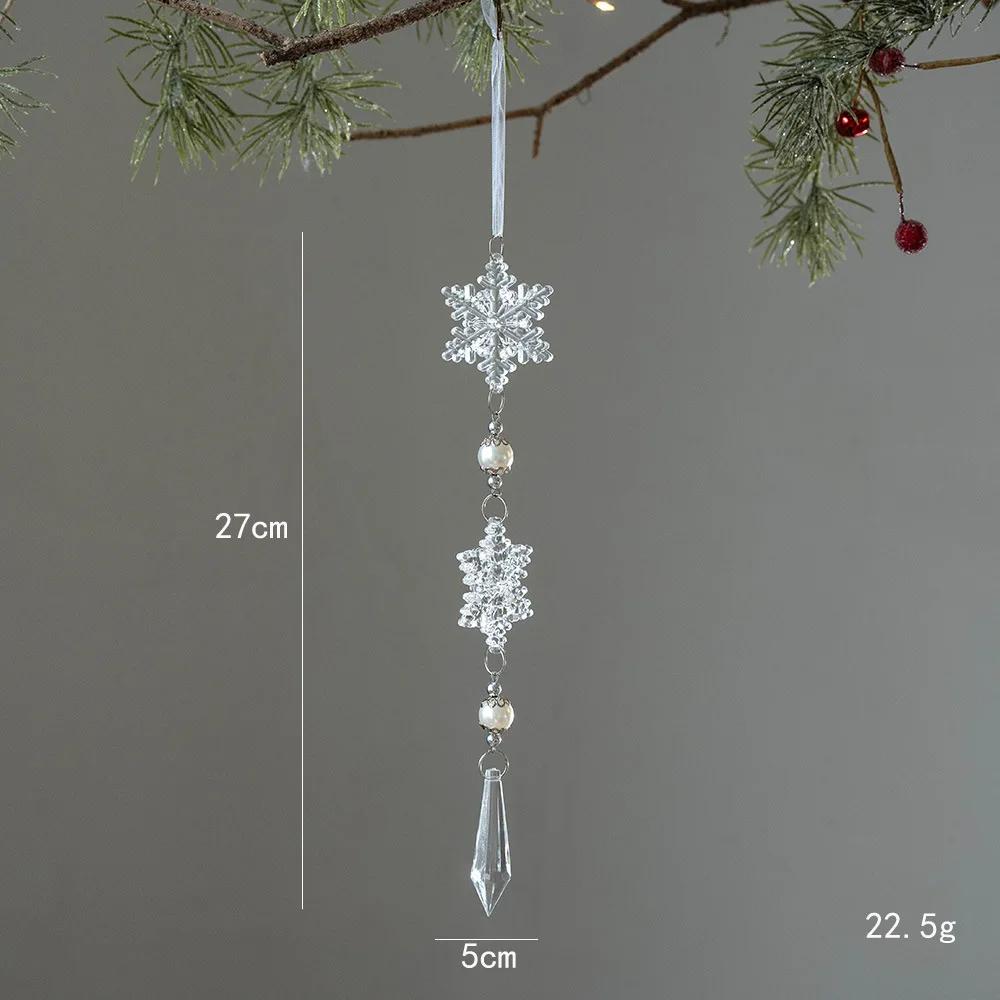 Christmas Transparent Snowflake Crystal Pendants Decorations Xmas Tree Hanging Ornament Christmas Home Decorations New Year Gift