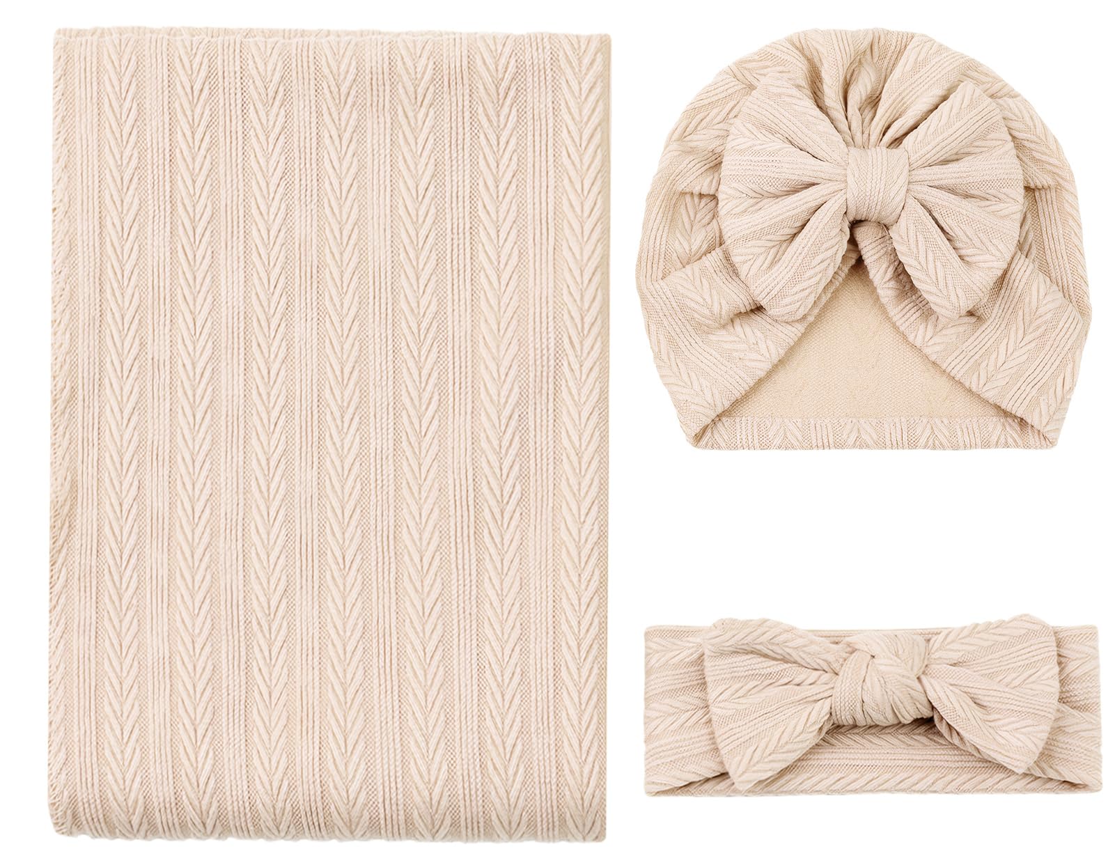 

Maeau Детский набор для купания и пушистая шапочка Однотонный подарок для кормящей мамы для девочек и одеяло, пеленка, полотенце, - 3 предмета - Мягкий, легкий,