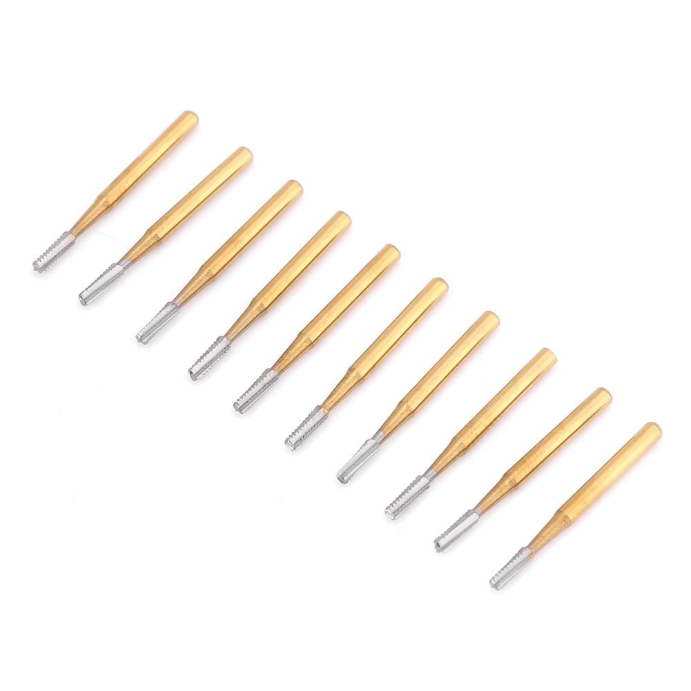 10pcs FG 1958 Tungsten Steel Dental Crown High Speed Cutting Burs (Gold)
