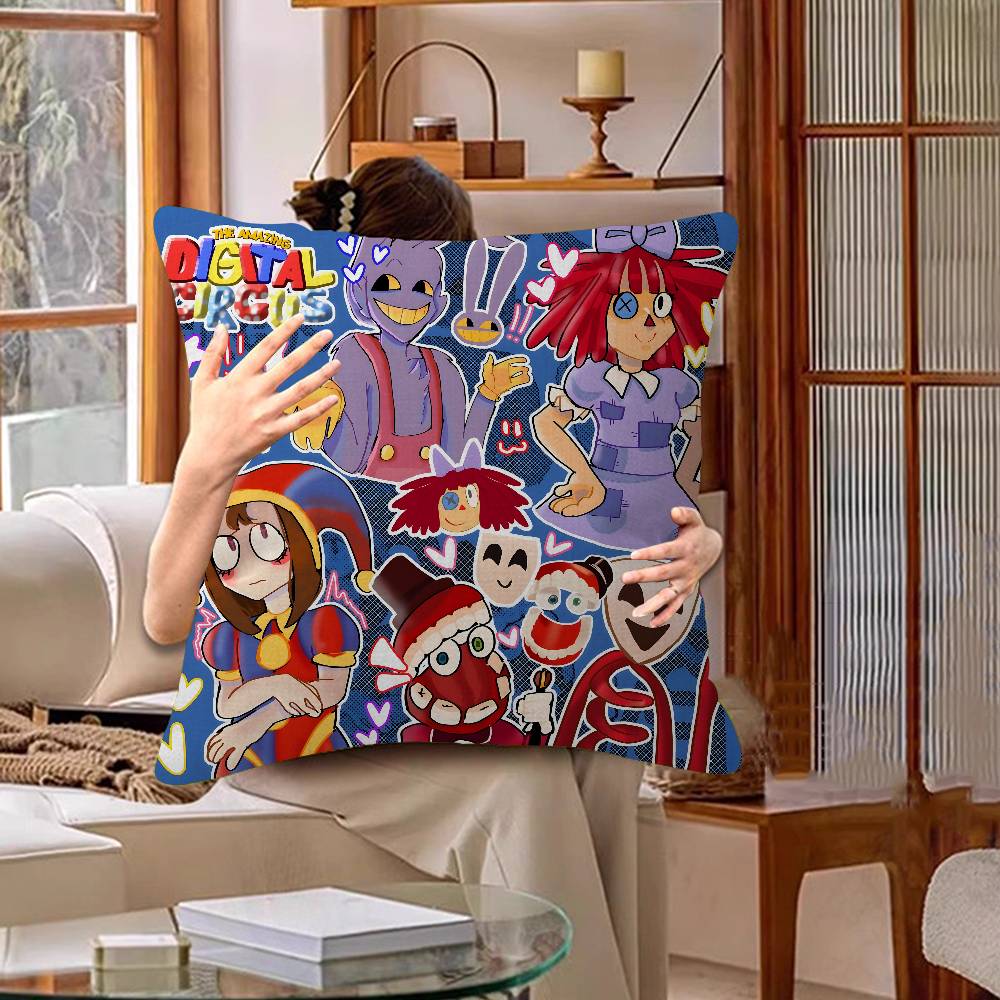 Anime The Amazing Digital Circus Cushion Cover Car Throw Pillow Case For Sofa Car Christmas Gift 40X40Cm 45X45Cm