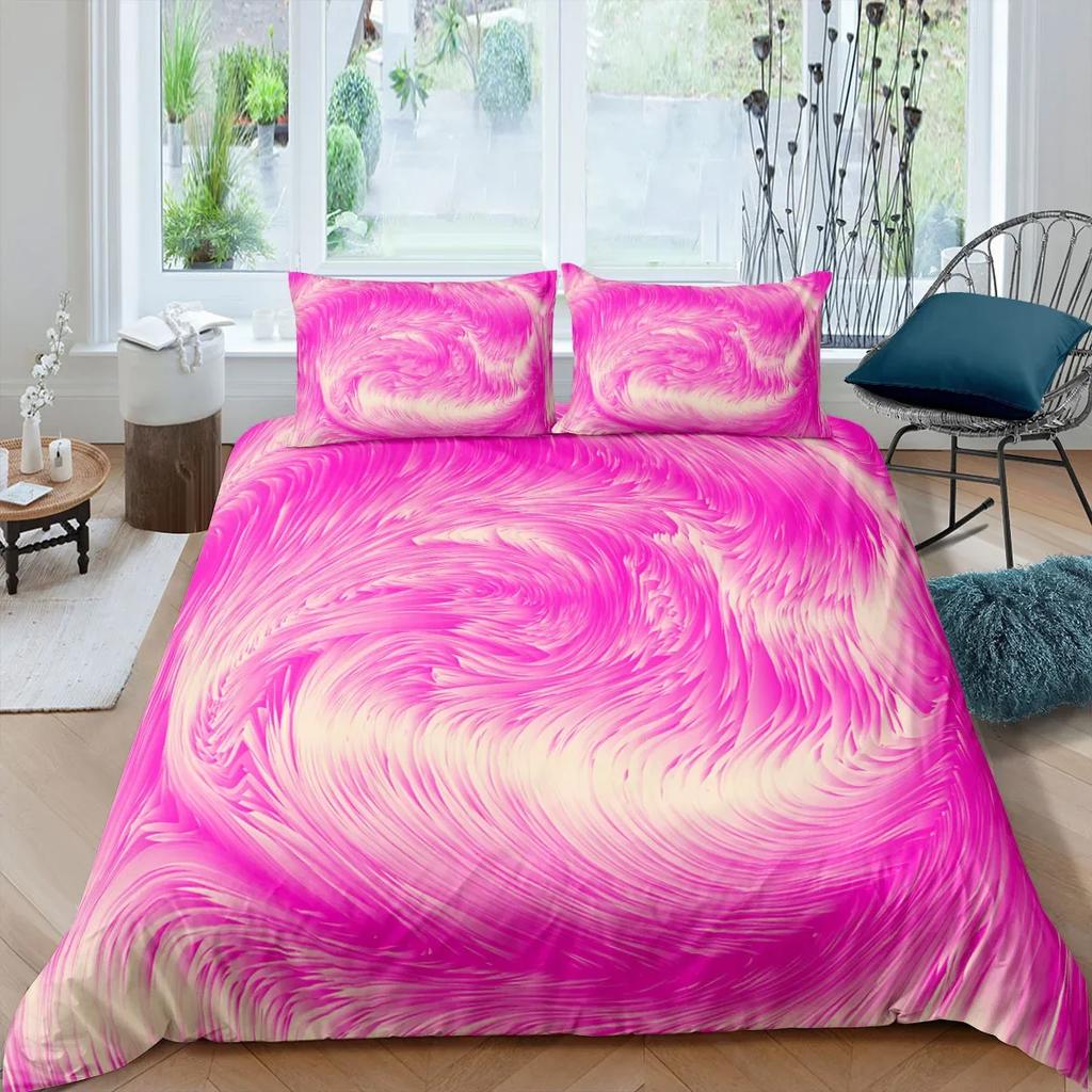 3D Modern Pastel Rainbow Marble Comfortable Duvet Quilt Cover Pillowcase Bedding Set Children Bedroom Decoration Home Textile
