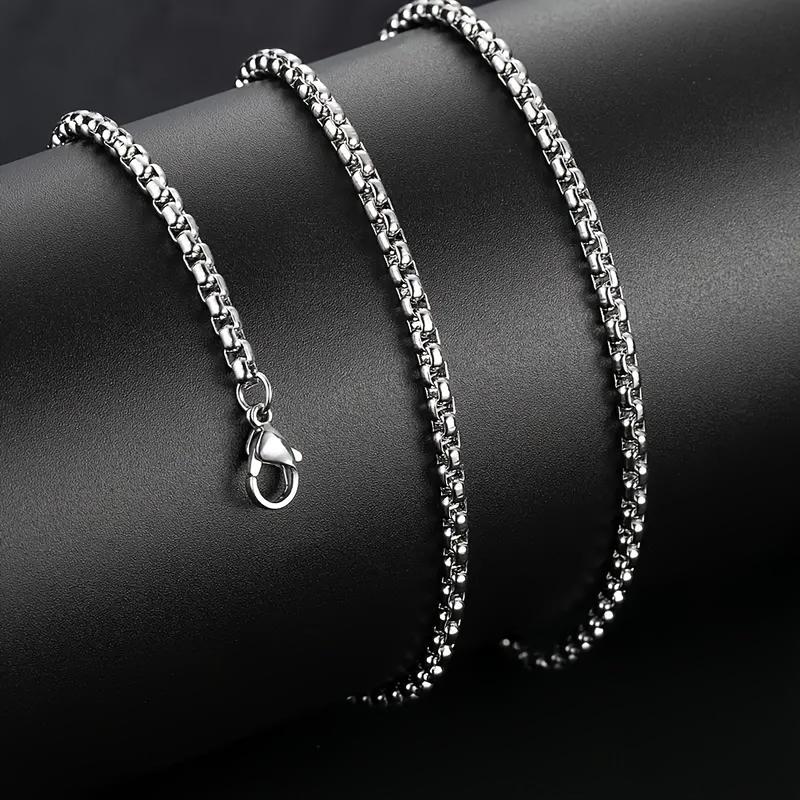 1pc Durable Stainless Steel Square Zircon Necklace with Non-Fading Chain