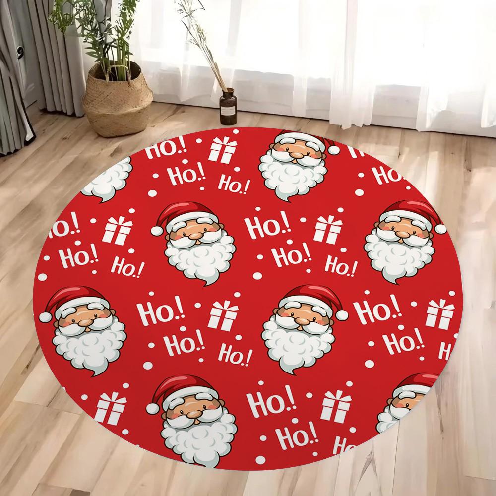 Merry Christmas Carpet Santa Claus Print Rug Living Room Kitchen Non-slip Rug Mat Doormat Outdoor Entrance Home Decoration