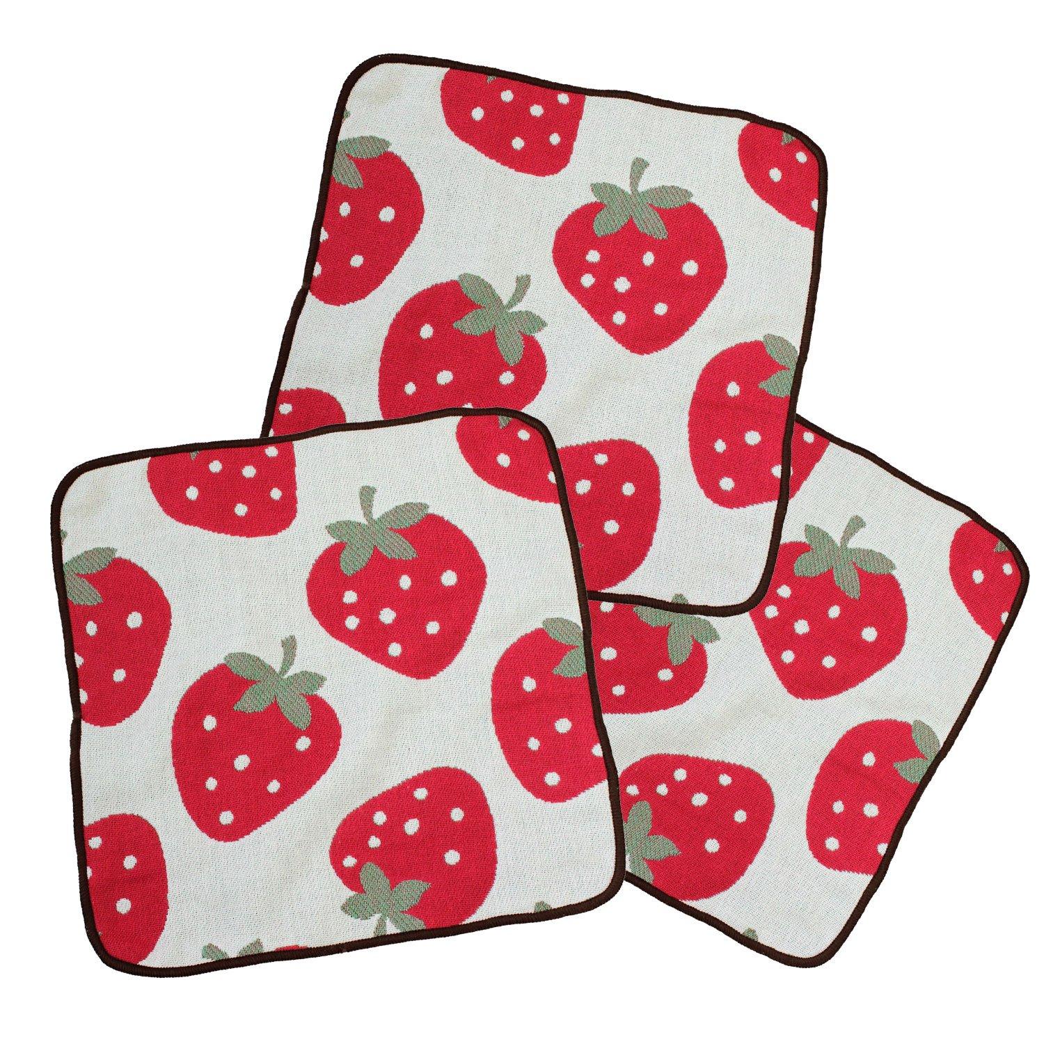 

hiorie Made in Japan Gauze Set of Strawberry Baby Gift (Hiorie) 5-Layer Handkerchiefs, 3, Design,