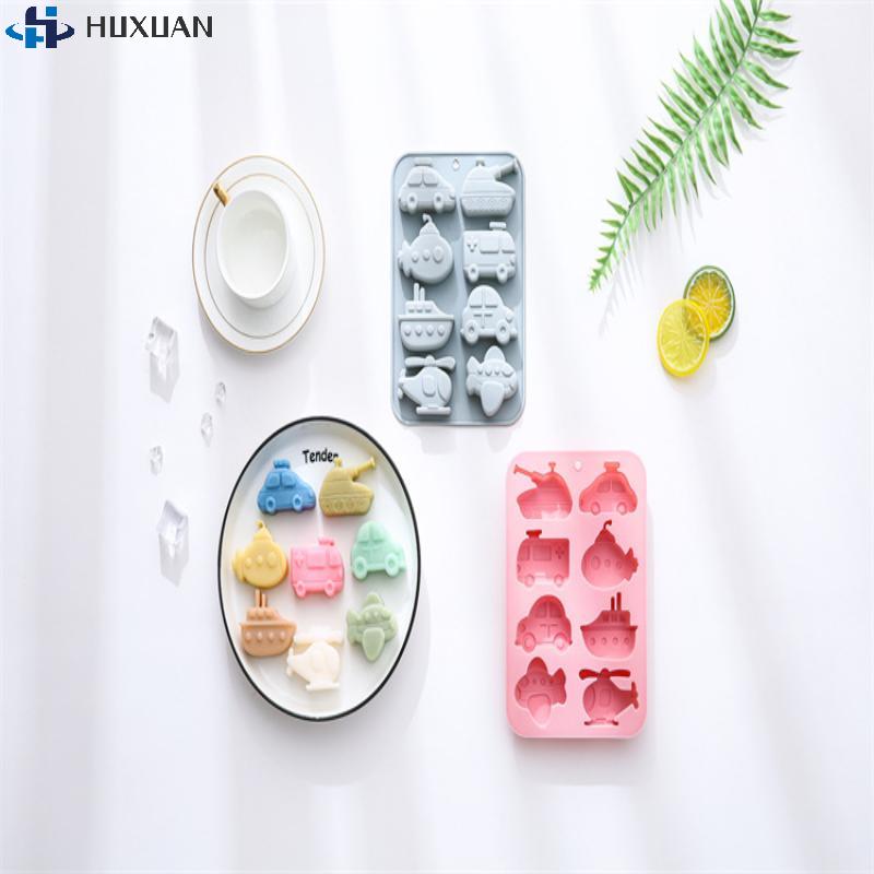 1PCS 8 Cavity Silicone Molds Transportation Theme - Car Airplane Ship Shaped Candy Chocolate Baking Mold Kitchen Accessories