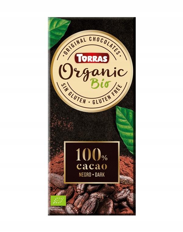 Bio hořká čokoláda 100% kakaa Bez přidaného cukru 100g - Torras