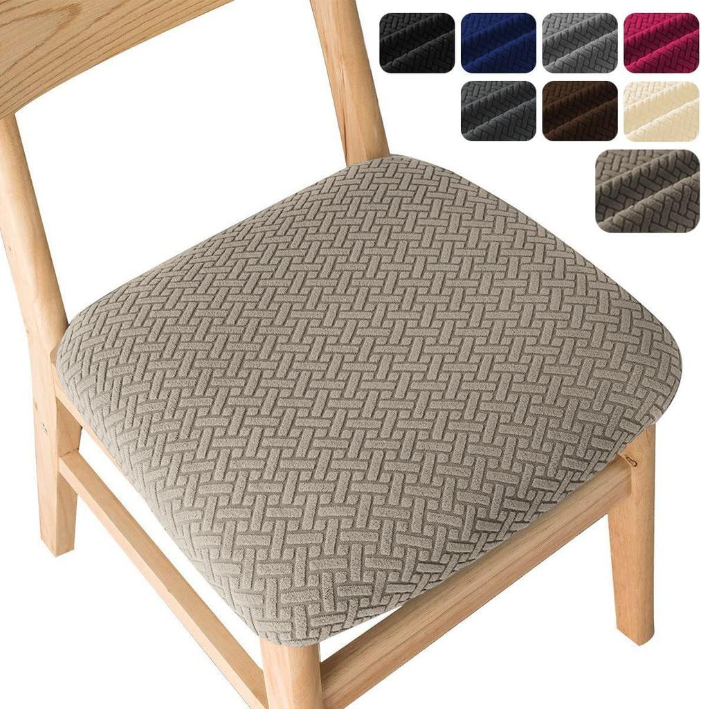 WaterProof Spandex Dining Room Upholstered Cushion Solid Chair Seat Cover Removable Slipcovers with Washable Furniture Protector