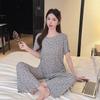 Wumida Korean Version of Striped New Short-sleeved Loungewear High-end Modal Pajamas Women's Summer Wear Suit