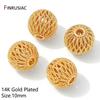 Cuentas Espaciadoras Redondas de Latón Chapado en Oro de 14K, Separadores de Cuentas de Bola Hueca de 8/10 mm para Accesorios de Fabricación de Pulseras y Collares DIY