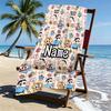 Custom Name Personalized Crayon Shin Print Beach Towel, for Trip Camping Beach Party Home Decor, Birthday Gift for Family & Friends