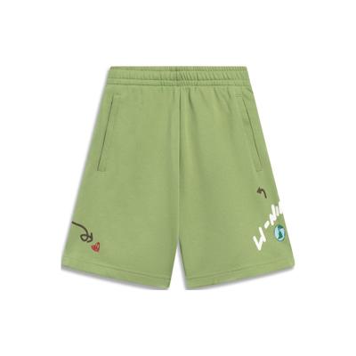 Sports Life Cartoon Letter Print Straight Shorts Women Bottoms Green AKST664-3