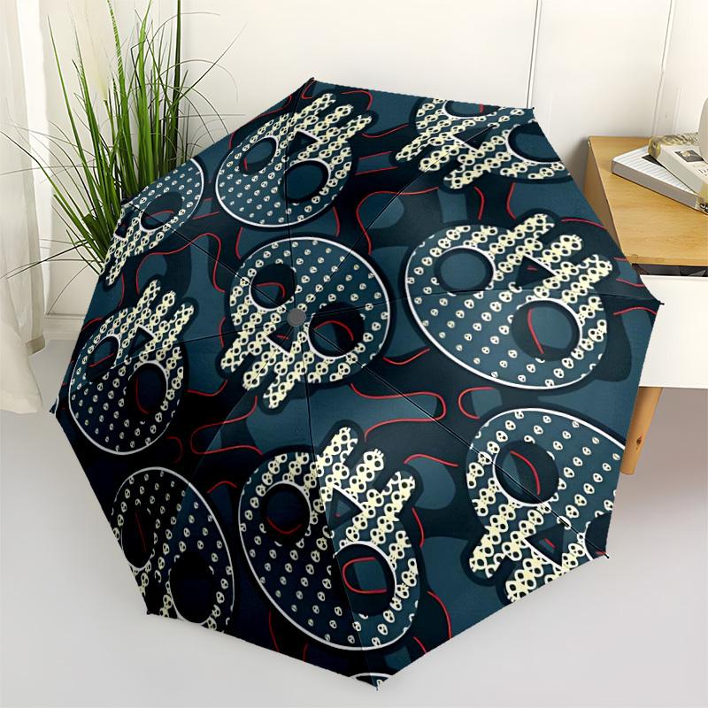 

1pc Skull Pattern Automatic Opening and Closing Folding Umbrella with 8 Iron Ribs - Portable, Foldable for Travel yy251124122