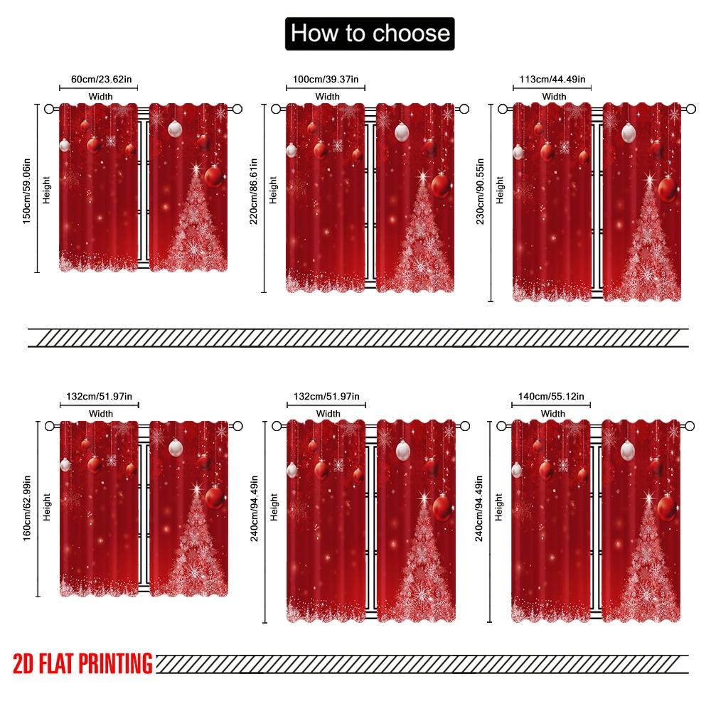 2 Stück, 2D-Flachdruck Kreative Vorhänge Weihnachtskugel Glitzer Funkeln Schnee Polyester Einfache Installation (ohne Stange) Urlaubsnutzung für