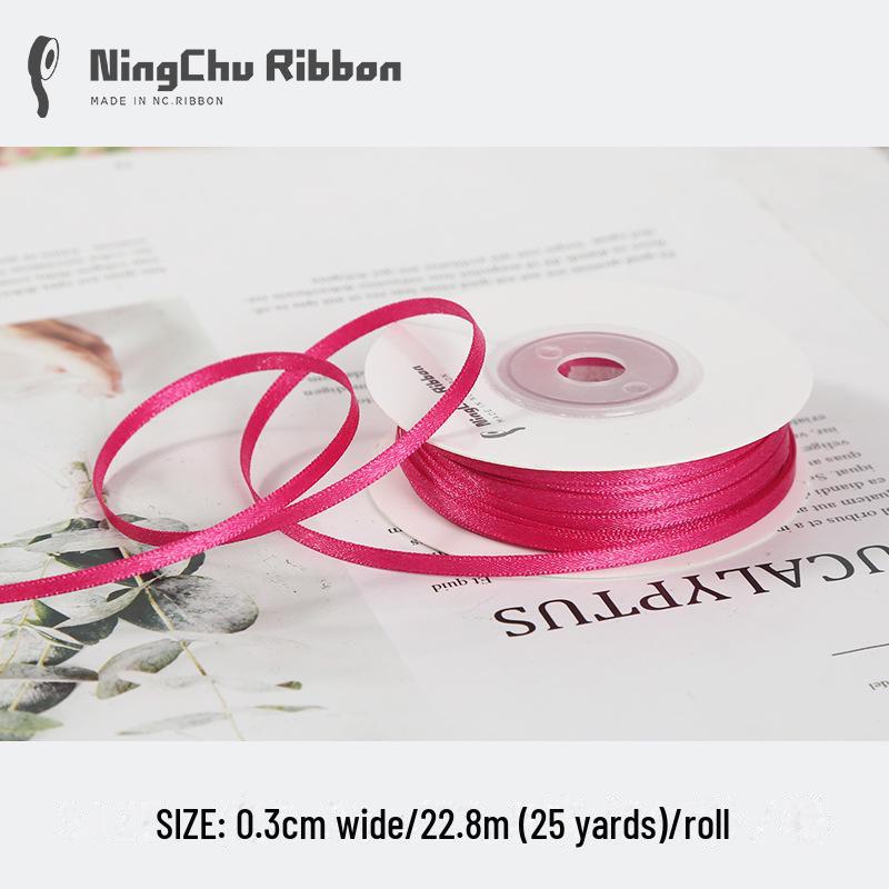 3mm Double-Sided Satin Silk Ribbon for DIY Gifts, Bows, Bouquets, and Baking Packaging