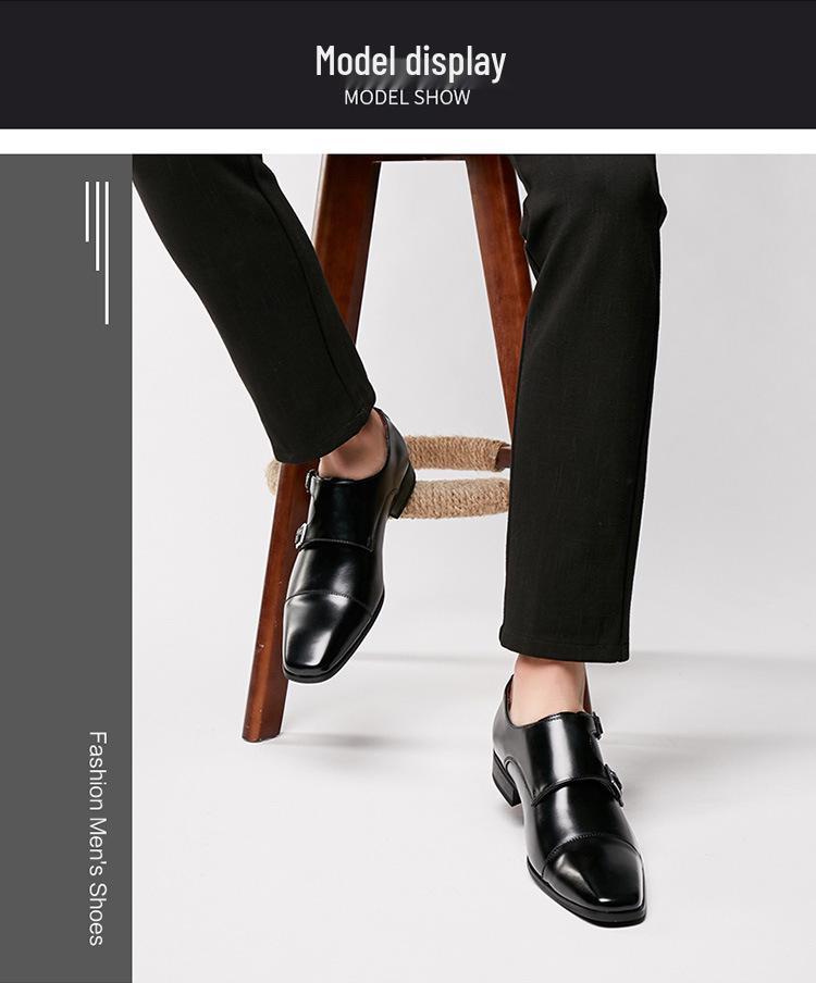 Pánské formální boty Monk Strap z pravé kůže 2024 - Japonský obchodní a svatební styl