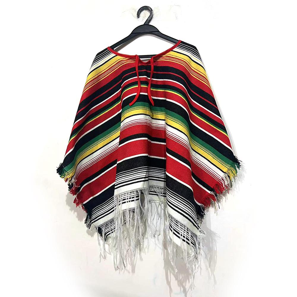

Kids Holiday Party Mexican Costume Cloak Ethnic Style Clothes Boys Girl Colorful Striped Cape Cosplay Halloween Costumes 90 x 90 cm