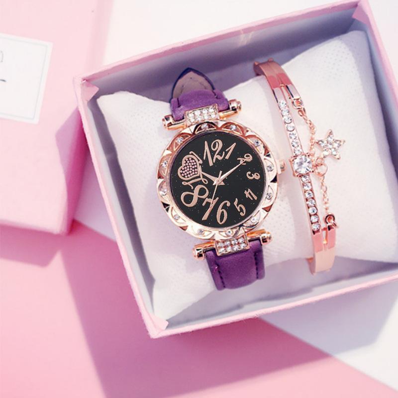 Personalized Love Digital Surface Simple Style Versatile Diamond Dial Fashion Niche Women'S Watch