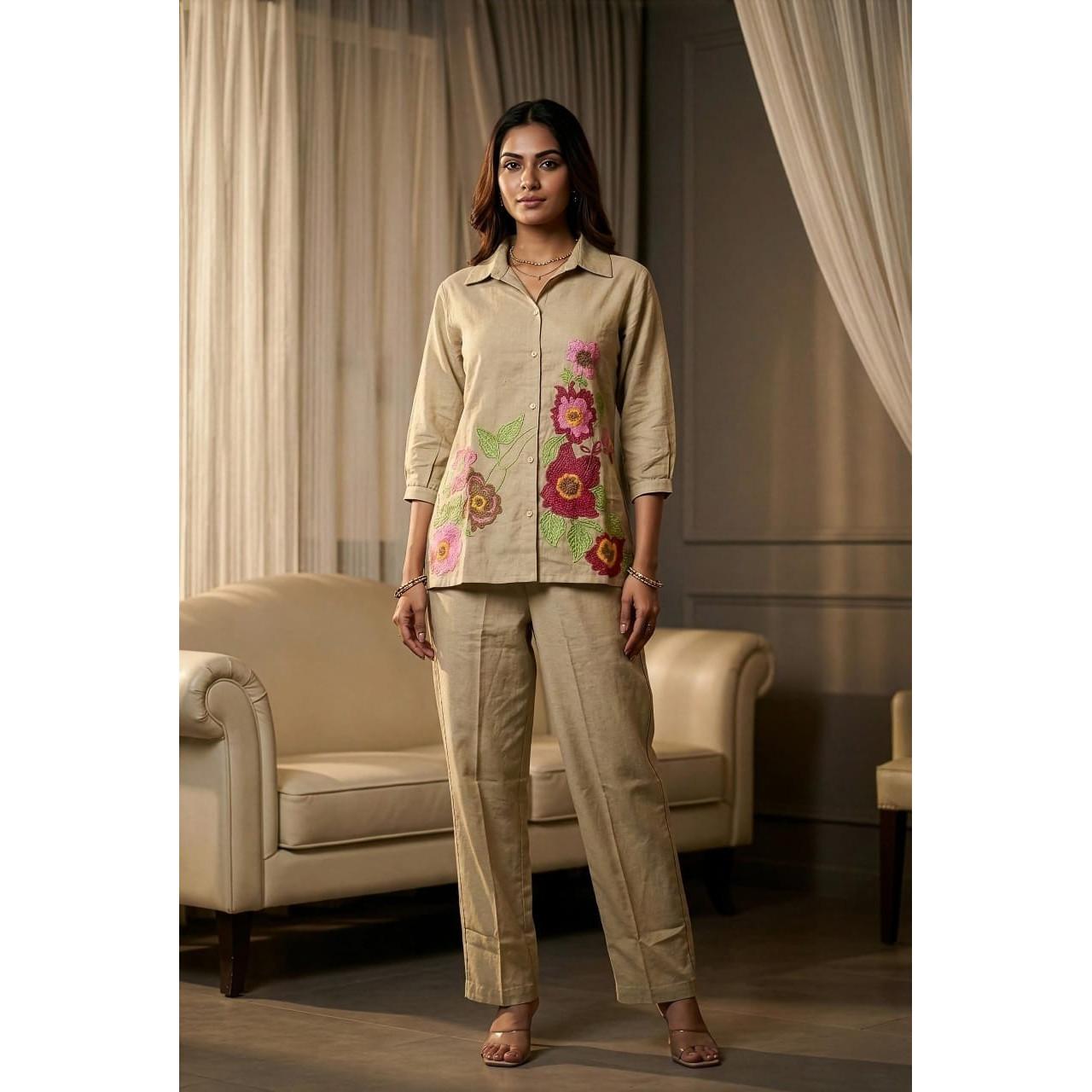 Красивый хлопковый набор Kurti с вышивкой Индийский Болливуд Туника Курта Комплект с брюками M-38