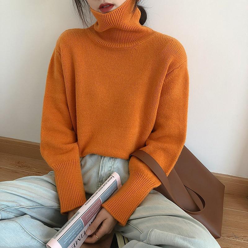 Autumn and Winter New Turtleneck Pullovers Sweaters for Women Fashion Loose Long Sleeve Knitted Sweater for Women Casual Elegant Warm Knitwears 25344