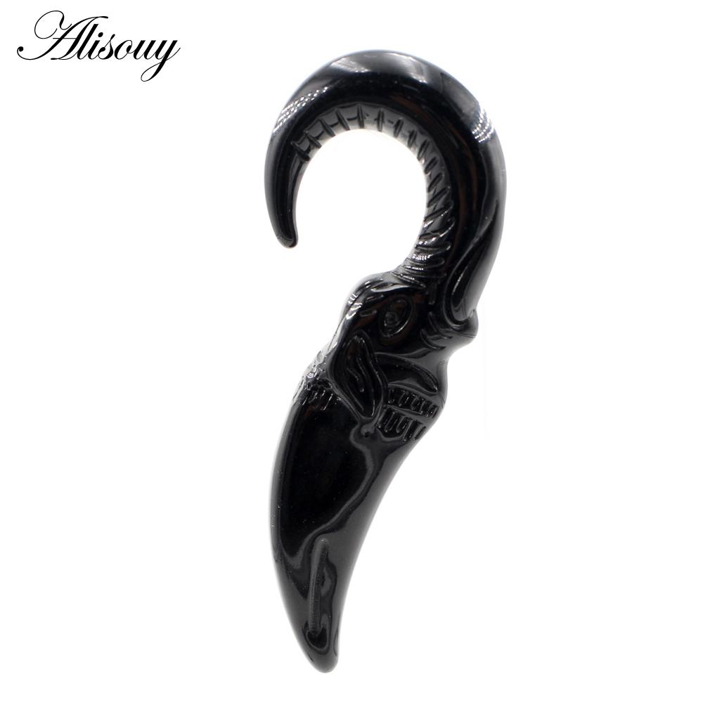 Alisouy 2 pièces 2-8mm couteau noir acrylique spirale bouchons d'oreille civière expanseur Tunnels cônes jauges boucles d'oreilles corps Piercing bijoux