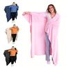 Wearable Blanket for Women Men Soft Plush Blanket with Pocket Sleeves Warm Couch Bed Blanket for Dorm Bedroom Flights