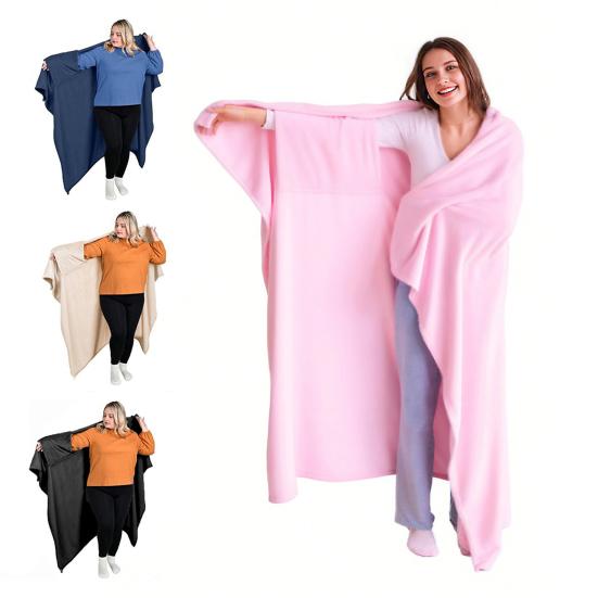Wearable Blanket for Women Men Soft Plush Blanket with Pocket Sleeves Warm Couch Bed Blanket for Dorm Bedroom Flights