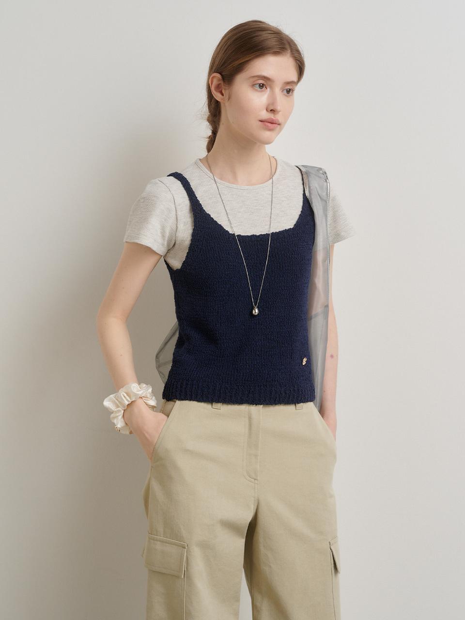 Mout Bustier Knit Top (Dark Navy) Dark Navy/Free