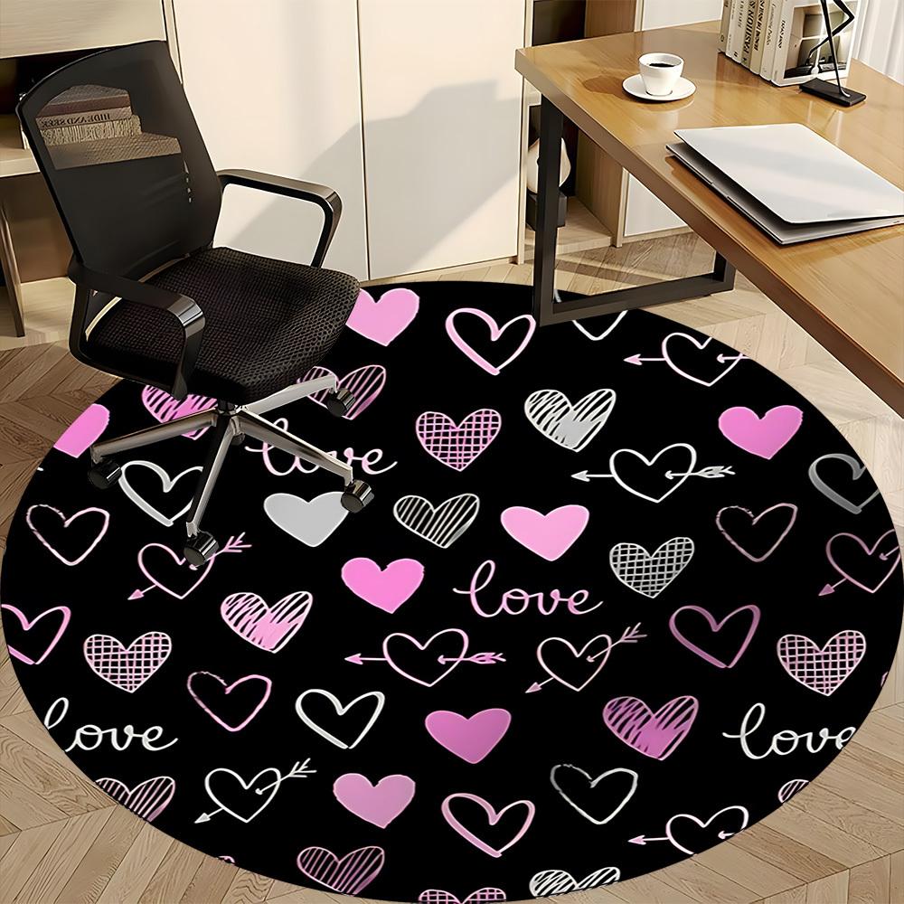 1pc Love Hearts Office Round Rug, Non-slip, Soft and Durable Office Rug for Interior Decoration, Perfect for Office,Decoration yy260204094
