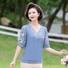 Mom's Summer Chiffon Short Sleeve Top: Stylish 2025 T-Shirt for Middle-Aged & Elderly Women
