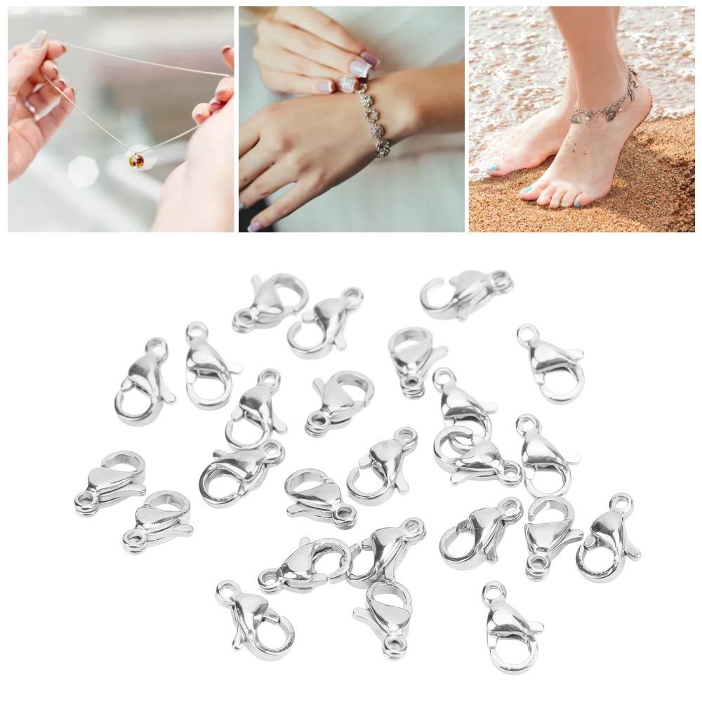 25pcs Silver Lobster Claw Clasps Stainless Steel Jewelry Making Clasps Jewellery Making