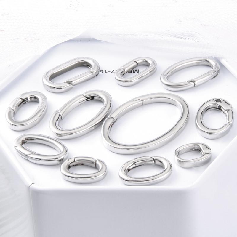 2pcs/1pc Stainless Steel Spring Lobster Clasp Oval Clasp for Keychain Keyring Carabiner Key Holder Jewelry Making DIY No Fade