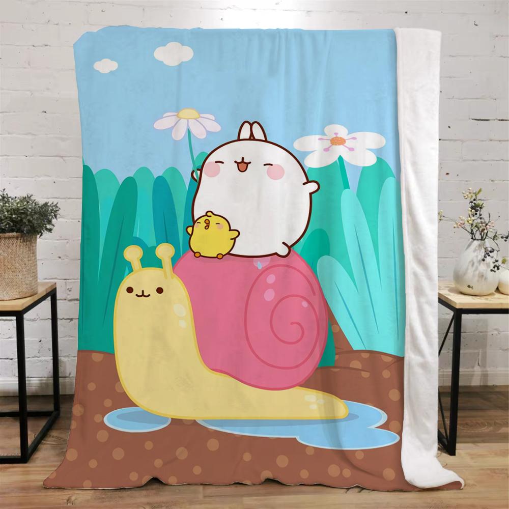 Molang Luxury Throw Blanket for Sofa Decoration Bed Blankets Characters Interior for Home Fluffy Soft Blankets King Size Cobija